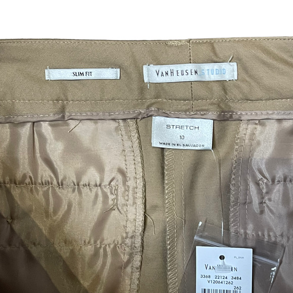 Van Heusen Studio Pants Size 10 Short Slim Fit Tan Womens Stretch Blend 34X27 - Picture 4 of 5